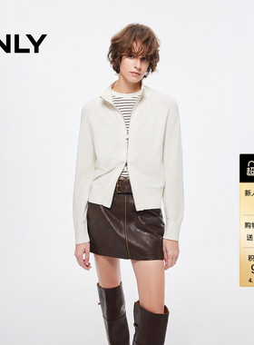ONLY春季上衣慵懒插肩微双向拉链开衫长袖针织衫女|12543A005