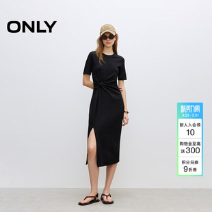 新款 ONLY春季 裙子气质性感开叉显瘦小黑裙连衣裙女 热销遛弯裙