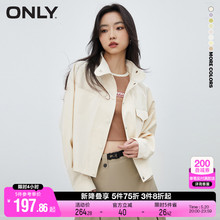 ONLY早春时尚百搭宽松纯色工装风口袋气质蝙蝠袖立领短款外套女