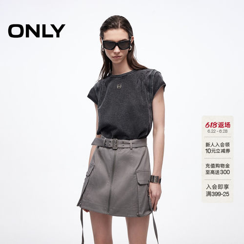 ONLY假两件T恤裙圆领短裙连衣裙