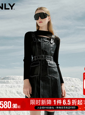 ONLY冬季时尚气质辣妹风套装A字PU欧美短款连衣裙女|12337Y002