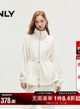 ONLY秋季莫代尔休闲立领字母落肩开衫卫衣女|12439R023