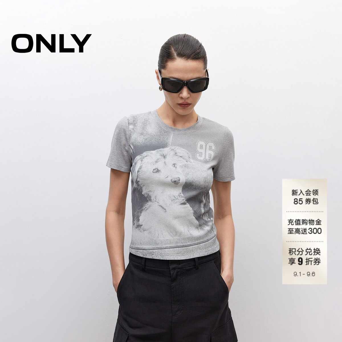 ONLY圆领正肩短袖T恤图片