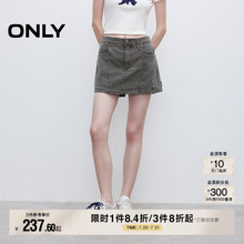 ONLY2025夏季新款酷感做旧水洗松紧腰头设计工装裤裙休闲裤短裤女