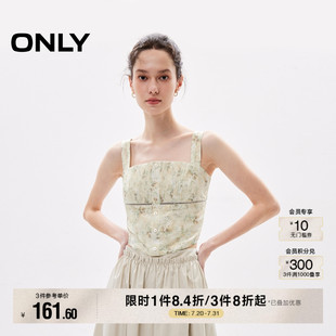 ONLY夏季 12426Y004 莱赛尔少女蕾丝钩花方领吊带雪纺衫 女