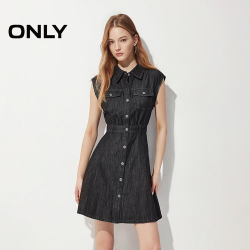 ONLY收腰水洗A字牛仔连衣裙