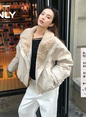 ONLY实用口袋翻领撞色羽绒服