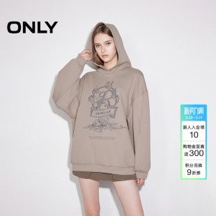 复古印花OVERSIZE落肩连帽卫衣女 时尚 12519S006 新款 ONLY2026春季