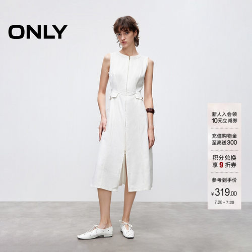ONLY水洗圆领无袖牛仔裙连衣裙