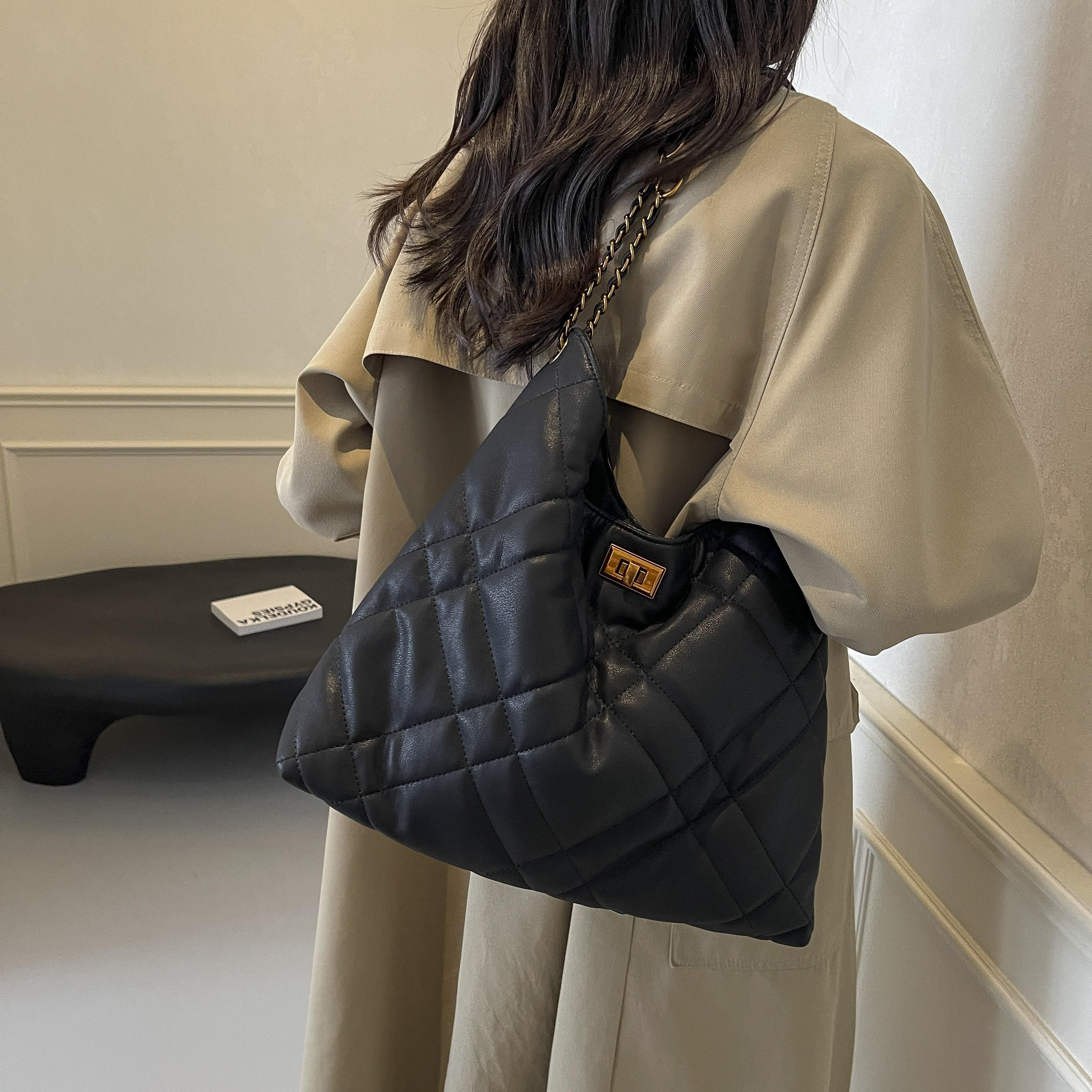大容量菱格链条包包女2024新款潮时尚通勤购物袋高级感单肩斜挎包