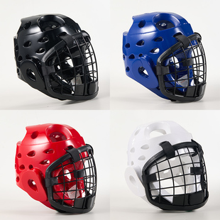 护头铁面罩头盔剑道短兵武术铁网面罩护头双节棍空手道跆拳道头盔