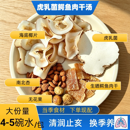 虎乳菌鳄鱼肉干儿童久咳汤海底椰南北杏清热润药食同源养肺生汤料