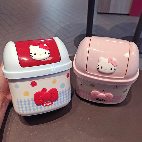 可爱翻盖桌面垃圾桶卡通造型收纳桶办公桌面废纸篓创意圣诞节礼物