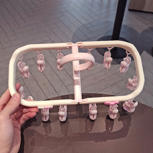 卡通折叠多夹子晾衣架宿舍学生内衣裤袜子晾晒架便携旅行折叠衣架