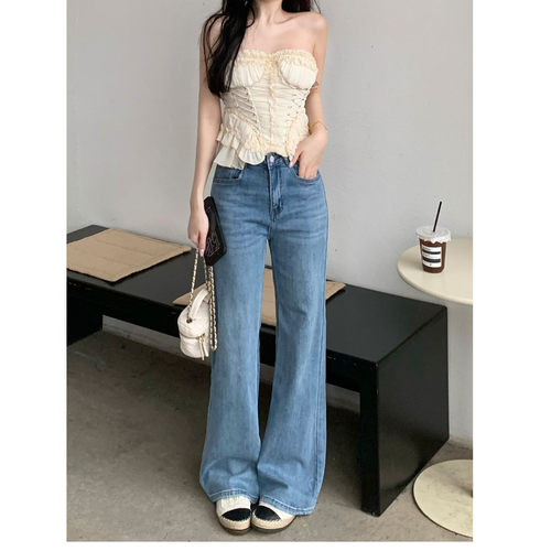 艾恩晟 牛仔微喇叭裤弹性宽松显瘦通勤博主INS风复古美式2026春新