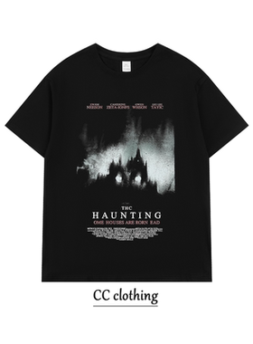 美式街头暗黑系创意印花T恤潮牌高街纯棉男女学生圆领宽松短袖