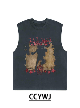 美式复古街头高级感宽松260克纯棉圆领重磅男女同款百搭无袖背心