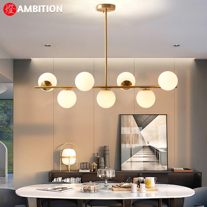 餐厅吊灯全铜极简长条