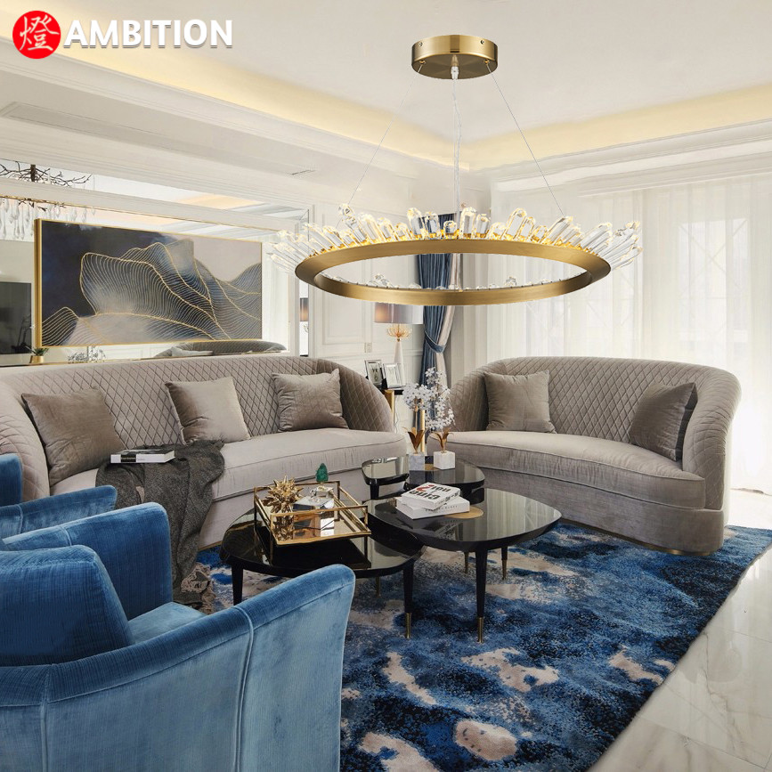 北欧轻奢后现代水晶吊灯个性餐厅卧室客厅圆形简约奢华软装灯饰具