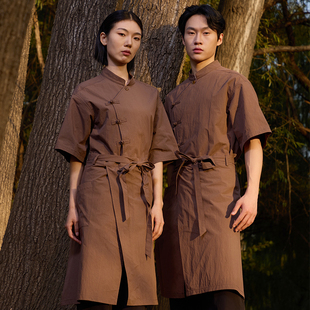 新中式 餐厅明档工作服 餐饮工作服云贵山野风火锅酒馆服务员工装