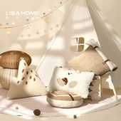 现代简约ins儿童房刺猬米咖色毛绒腰枕可爱卡通靠垫客厅沙发抱枕