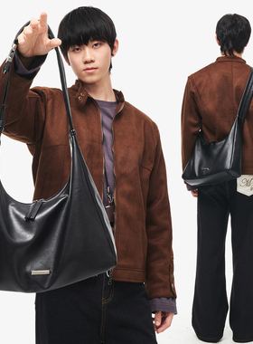 NESBIT韩国ins风小众软皮男包松弛感简约单肩斜挎包hobo饺子包潮