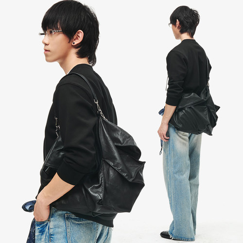 山本风软皮褶皱托特包小众设计款