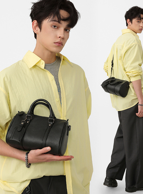 NESBIT黑武士男包欧美潮牌斜挎包波士顿包轻奢枕头包单肩圆筒包男