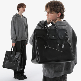 NESBIT超大号铂金包高级感轻奢男包凯莉包大容量手提包皮质旅行包