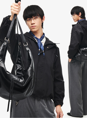 NESBIT【秋千】松弛感软皮牛角包男2025新款潮牌饺子包单肩斜挎包