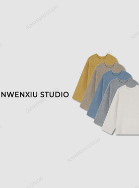 swx studio”row系腔调长袖羊毛套头毛衣针织圆领阔版极简风