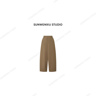 swx studio 小众偏爱 肥肥大大宽松休闲棉麻混纺夏季弯刀裤522A