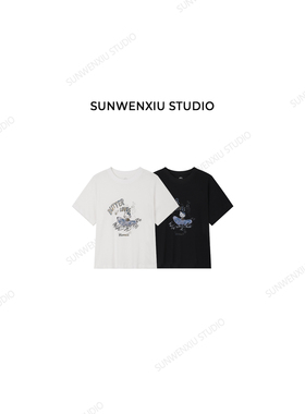 swx studio 香蕉船 少女感卡通印花夏日轻薄雪花圆领小版T恤374B