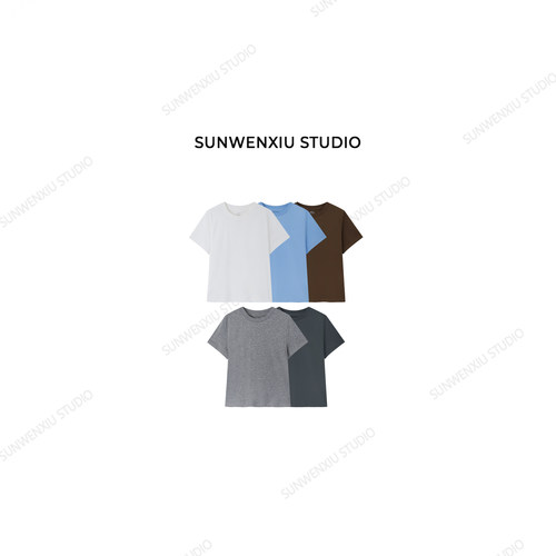 swx studio 素T 100%棉圆领纯色休闲百搭夏季叠穿多用短袖298C
