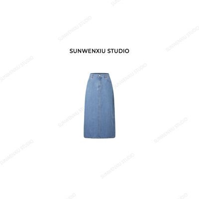 swx studio 随意搭配 超百搭极简不被定义无弹牛仔半裙244B