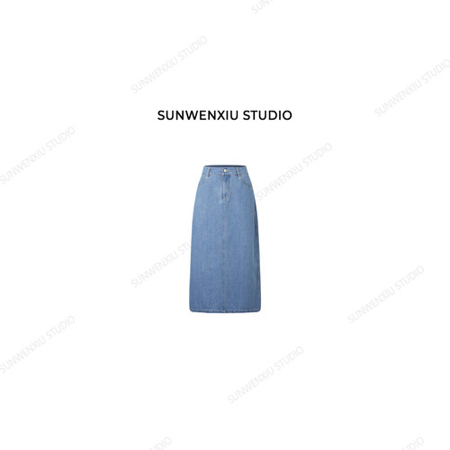 swx studio 随意搭配 超百搭极简不被定义无弹牛仔半裙244B