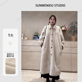 swx 翻领毛毛外套 巨显白大骨架廓形中长款 studio 雪国冬天