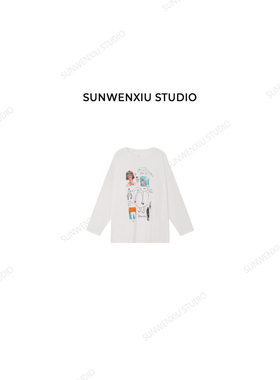 swx studio 涂鸦T 雪花棉超薄清凉爽滑夏季防晒印花长袖T恤347A