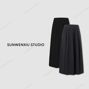孙文秀studio“新年大摆裙”醋酸羊毛混纺重工立裁多片半身长裙