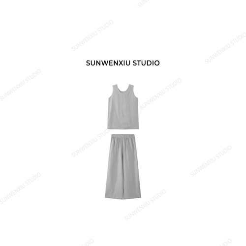 swx studio  松弛有度 100%亚麻老钱风高品质极简静奢两件套448C