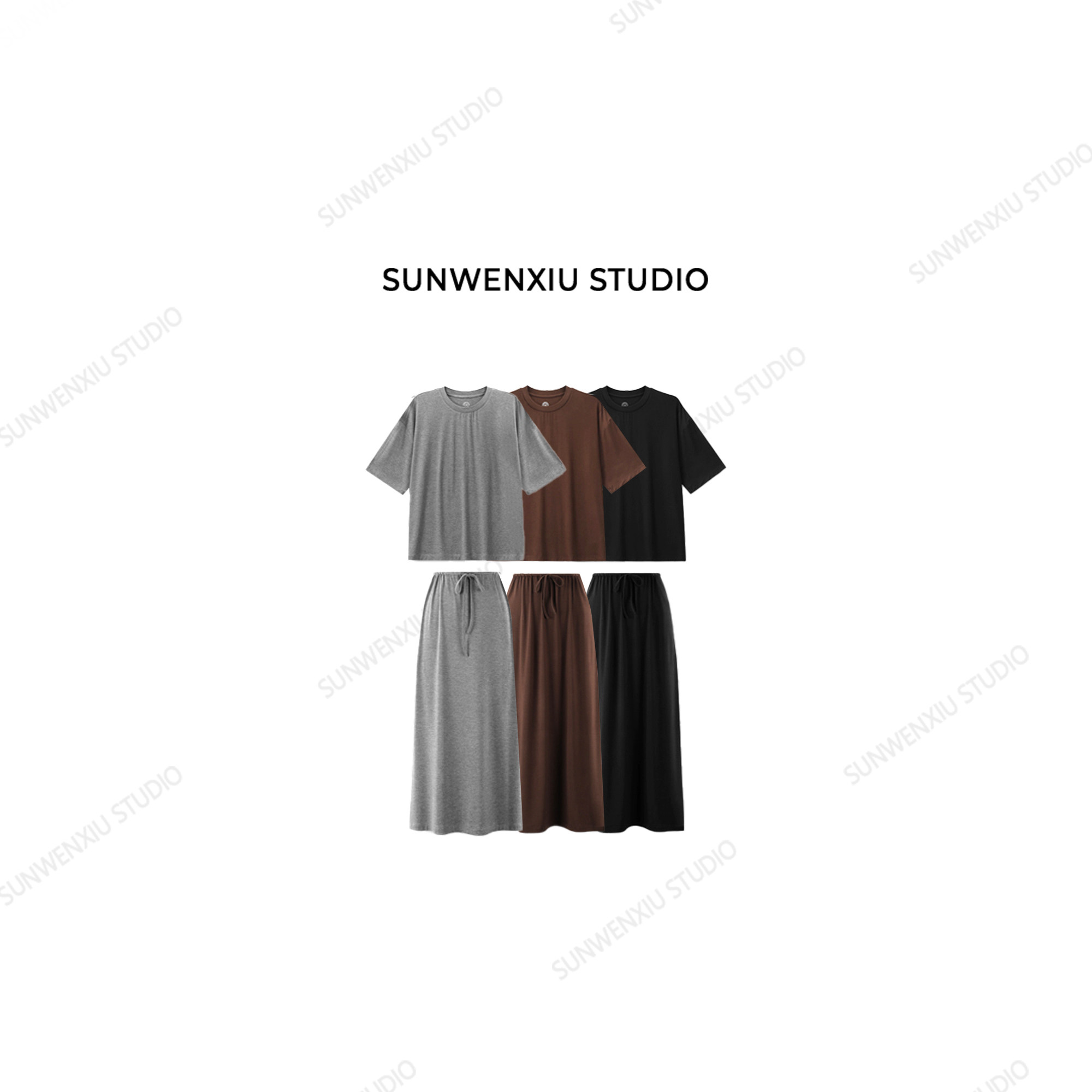swx studio 纸片人套装2.0 高品质极简舒适轻柔半身裙套装186B