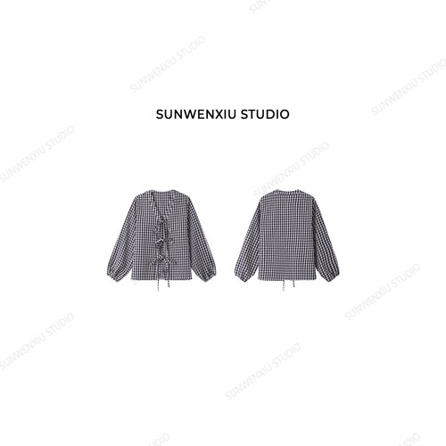 swx studio 黑白格调 日系极简绑带开衫防晒空调房b备衬衫412B