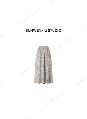 swx studio 莫奈花园 复活款花色超洋气100%棉松紧腰碎花裙2318B