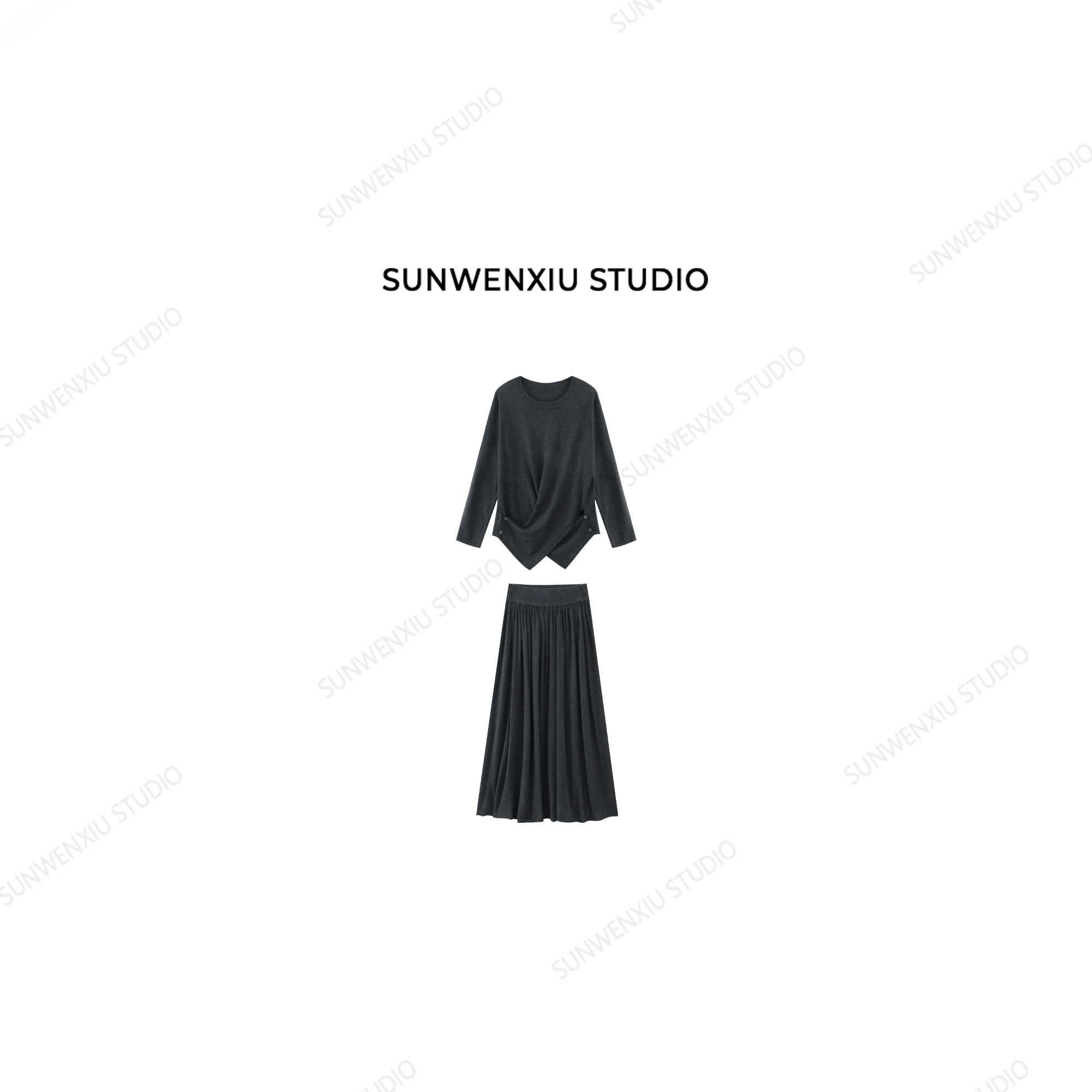 swx studio 桑蚕丝羊毛混纺套装裙 M6705图片