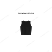 高级感极简羊毛无袖 玩叠穿 黑色针织套头马甲4336 studio swx