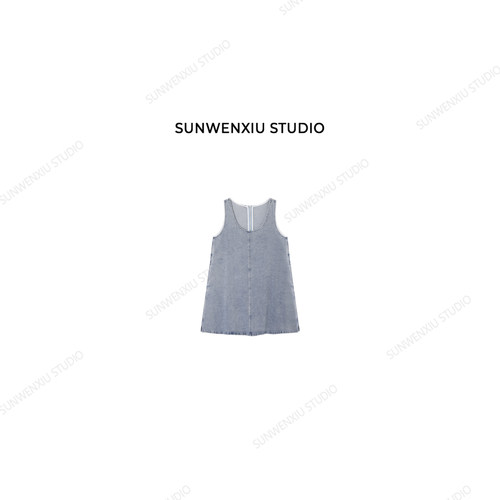 swx studio 俏皮牛仔裙 夏季清新凉爽无袖宽松休闲背心裙537B