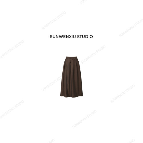 孙文秀studio 长绒匹马棉半裙 高品质轻奢花苞松紧腰半身裙470B