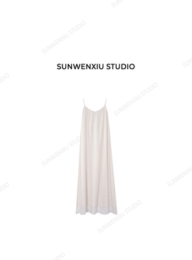 swx studio 岛屿假日 法式极简度假风天丝苎麻吊带慵懒长裙586A