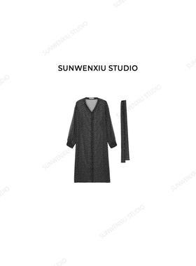 swx studio 海岛假日 复古韩系波点透视感叠穿开衫连衣裙1182B