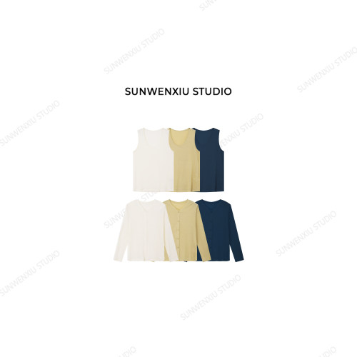 swx studio 防晒搭子 亚麻莱赛尔混纺干爽透气空调房两件套322B